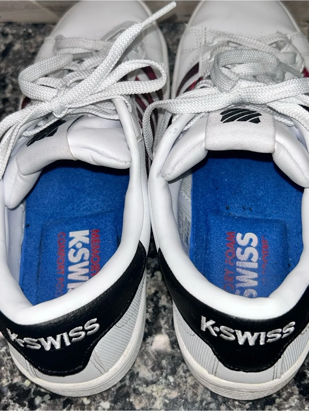 Women’s K-Swiss White Metallic Red/ pink Stripe Sneakers Size 10 Casual Shoes